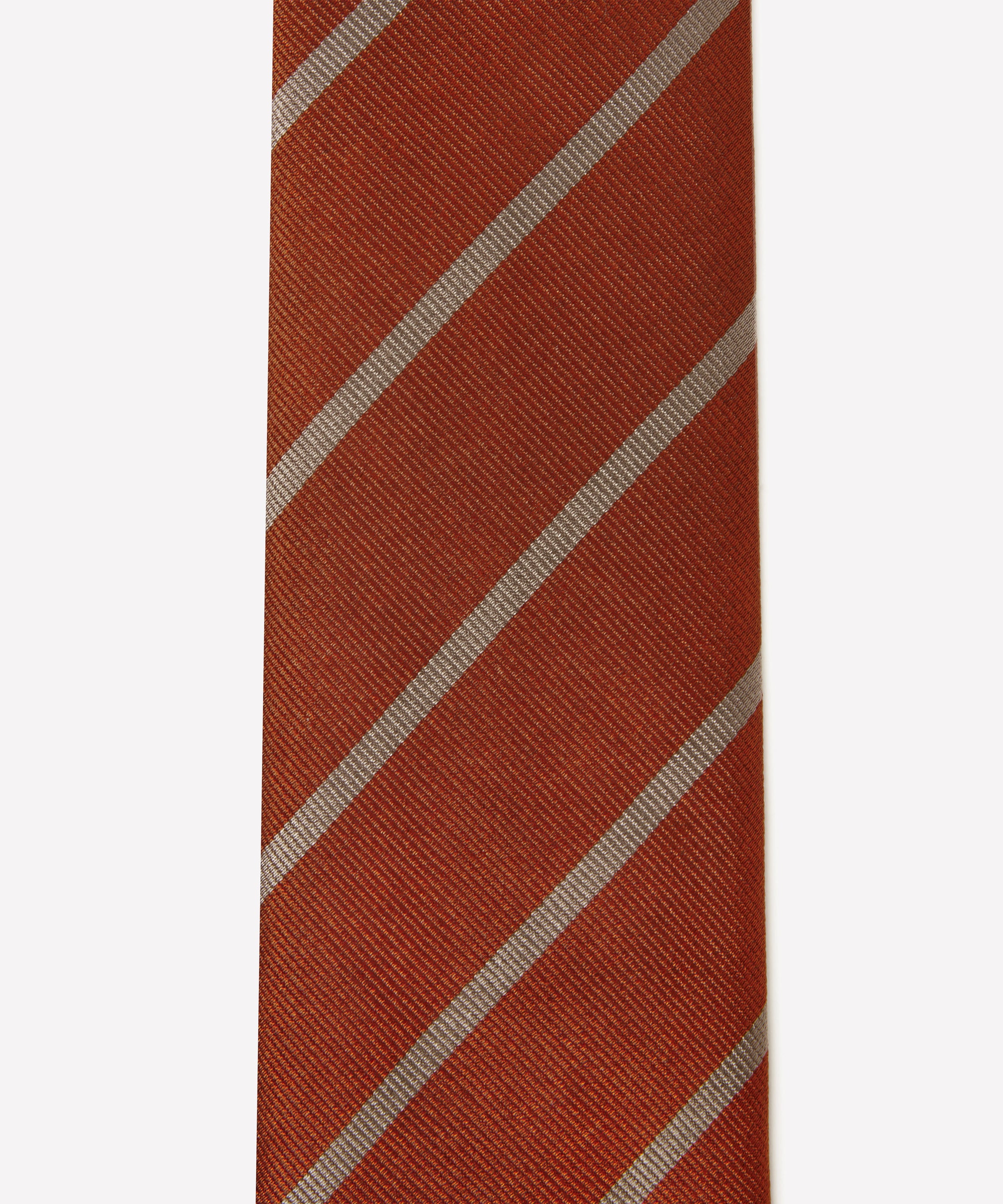 Deep Orange & Neutral Single Stripe Silk Woven Tie