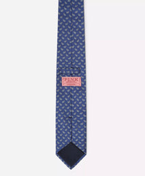 Navy & Blue Small Paisley Motif Silk Printed Tie