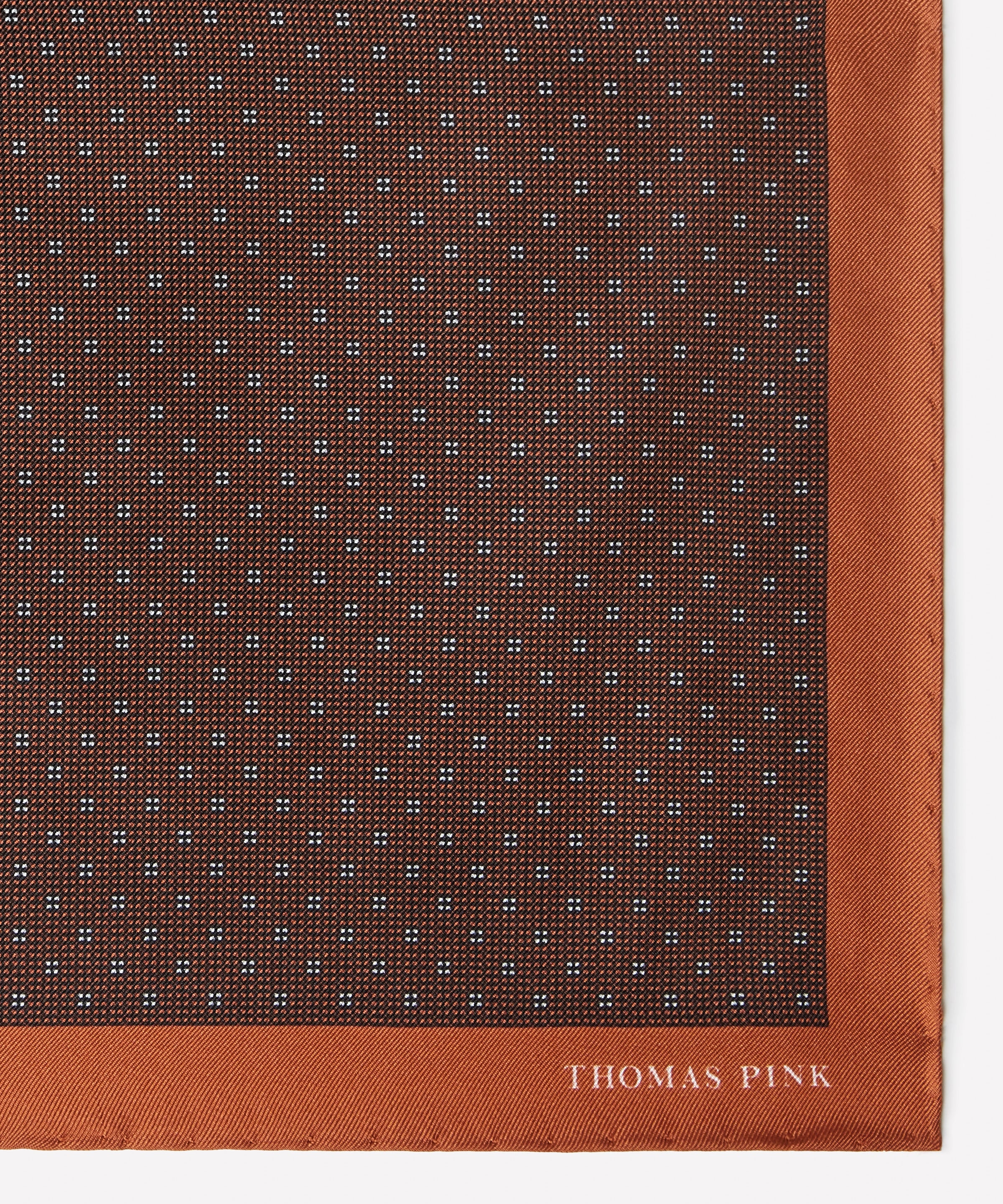 Deep Orange & White Four Dot Floral Motif Pocket Square
