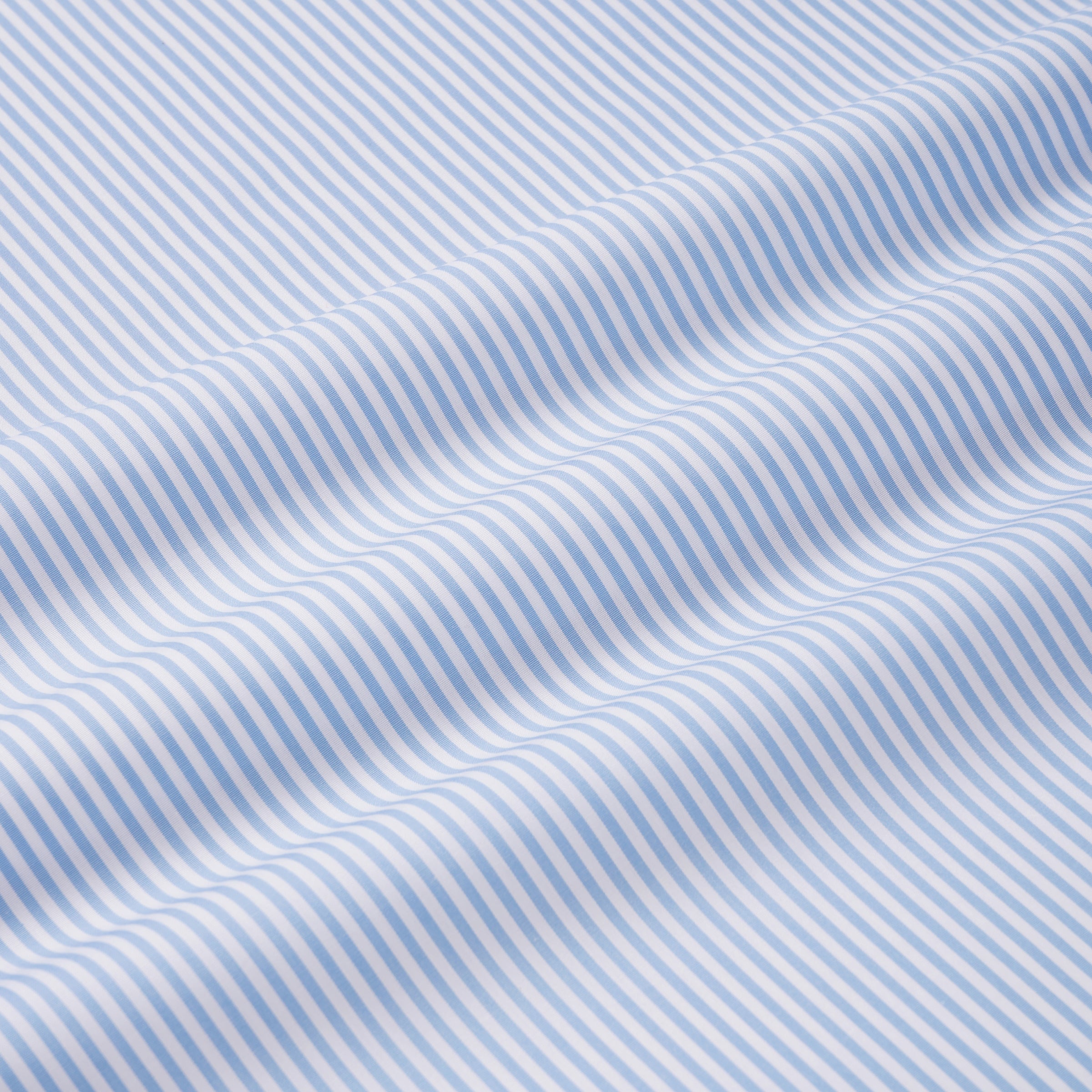 Pale Blue & White Tailored Fit Double Cuff Essential Bengal Stripe Formal Shirt