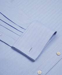 Pale Blue Classic Fit Double Cuff Twill Herringbone Formal Shirt