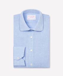 Pale Blue Slim Fit Essential Linen Formal Shirt