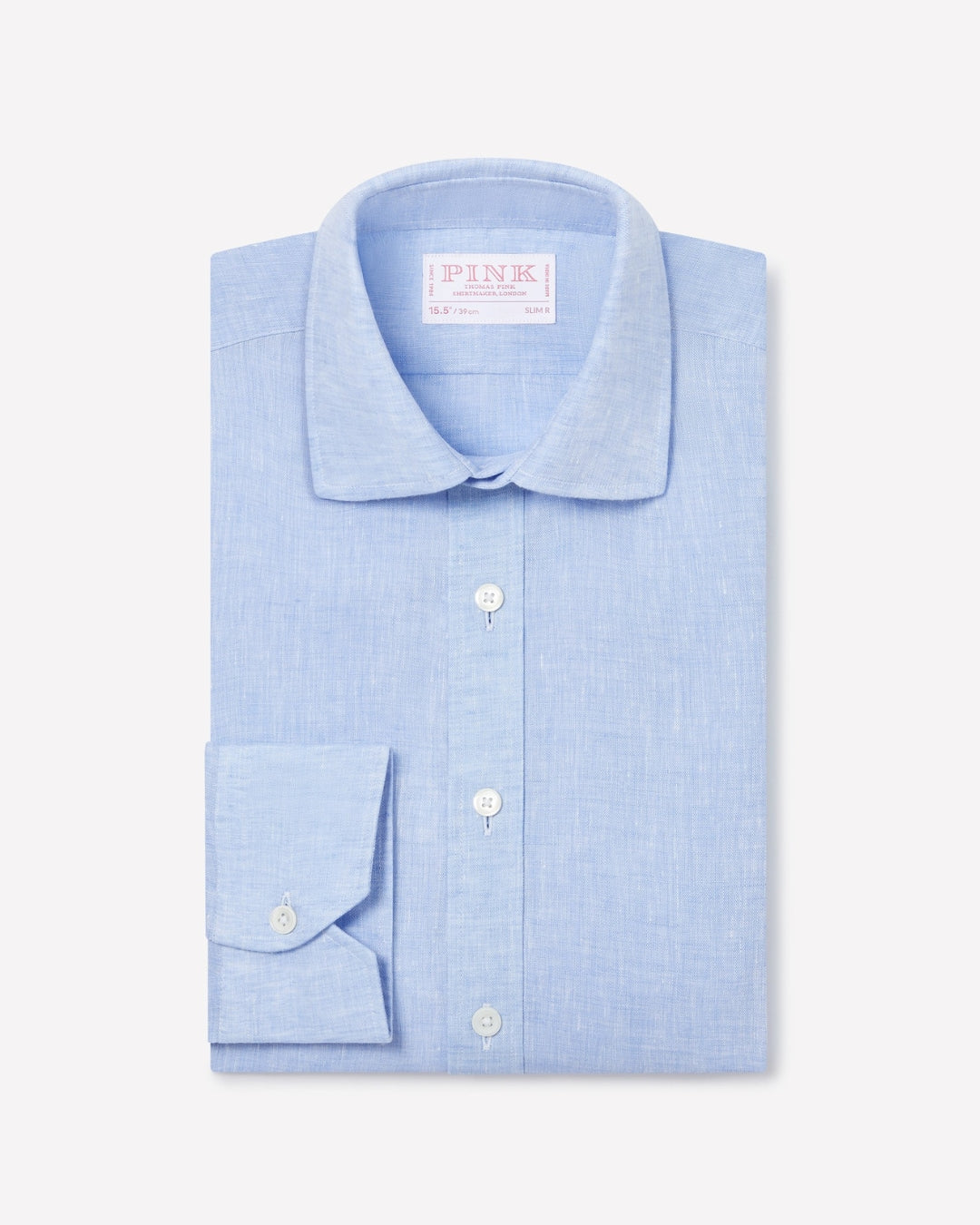 Pale Blue Slim Fit Essential Linen Formal Shirt