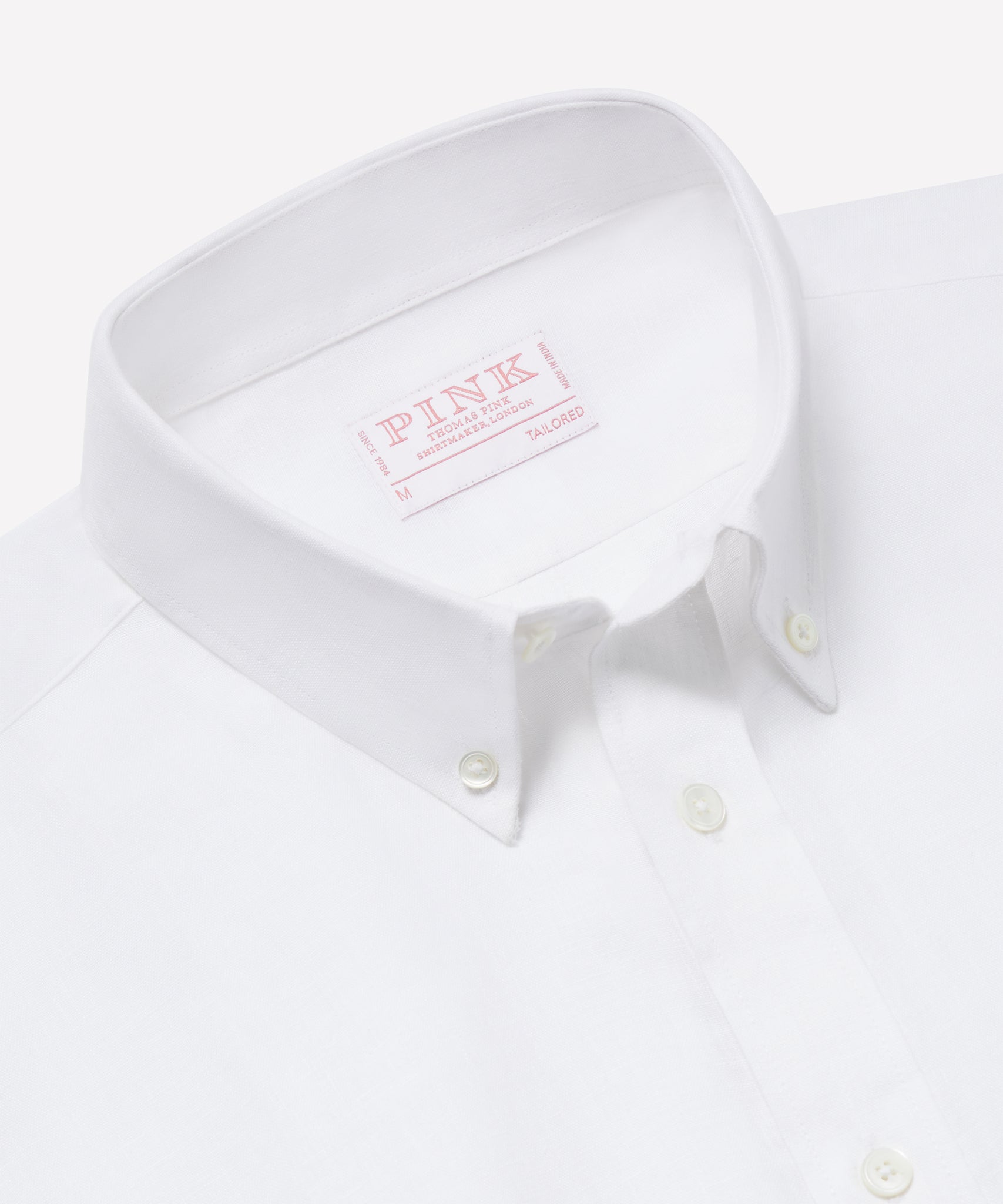 White Tailored Fit Essential Linen Button Down Smart Casual Shirt