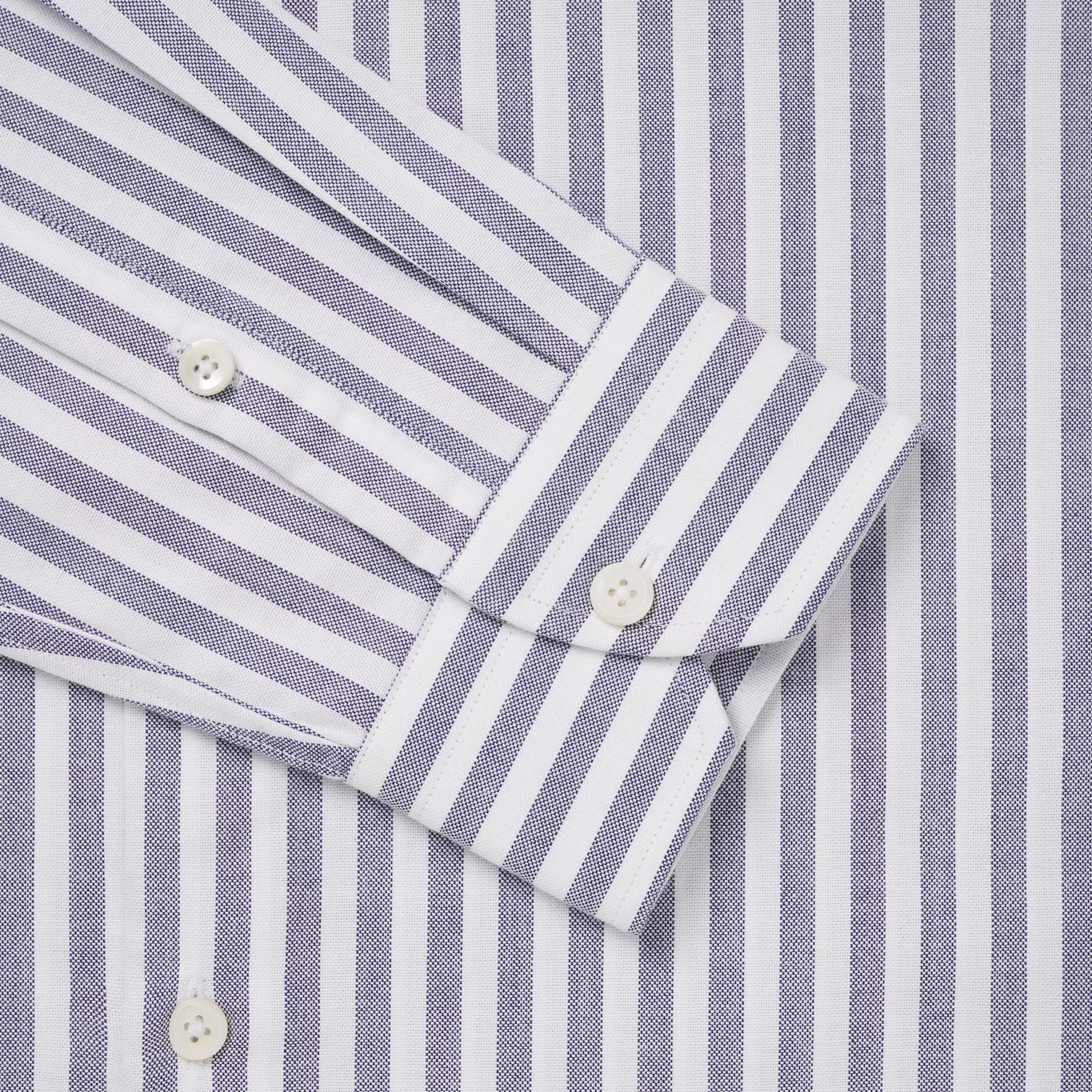 Navy Blue & White Slim Fit Smart Casual Striped Oxford Shirt