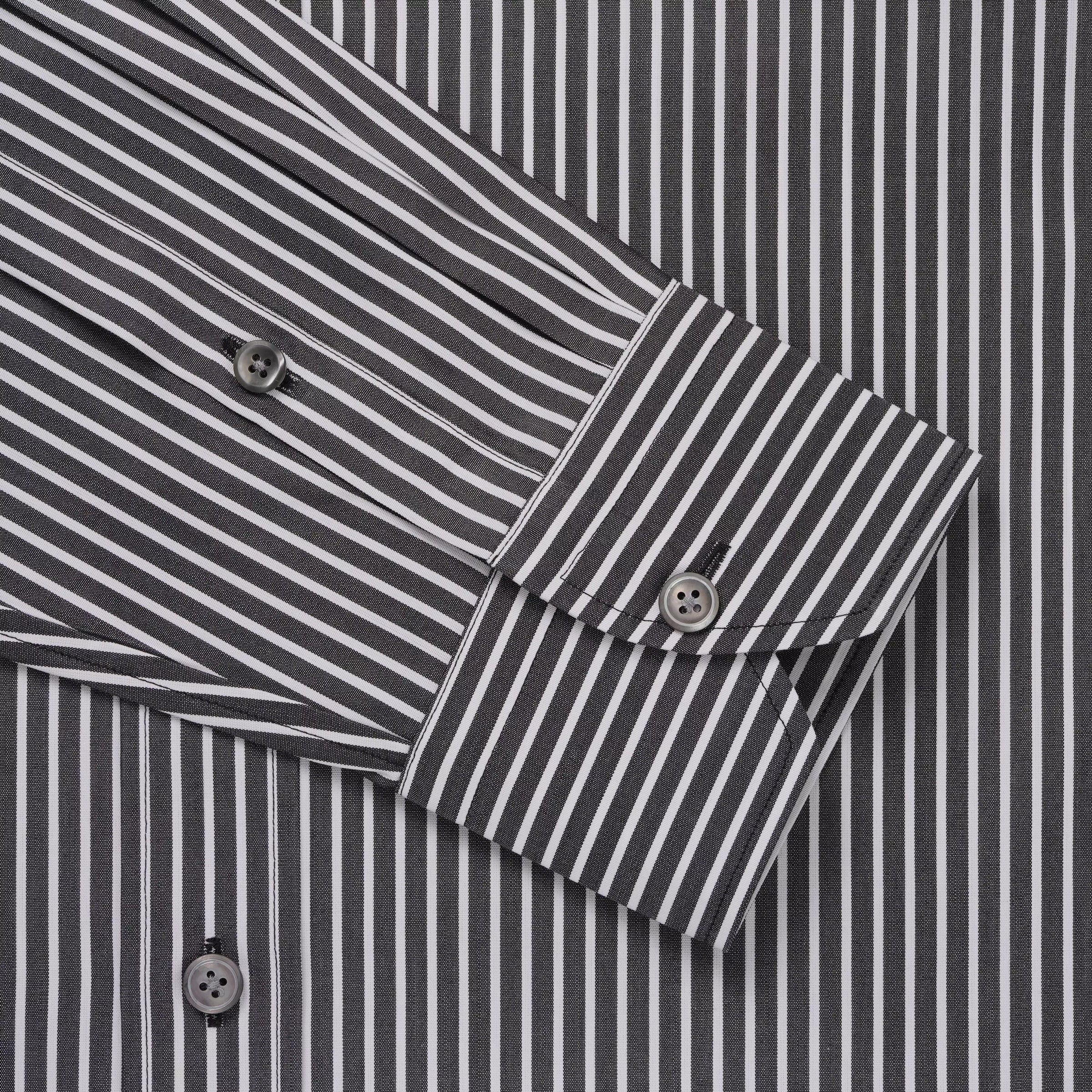 Black & White Tailored Fit Smart Casual Striped Poplin Shirt
