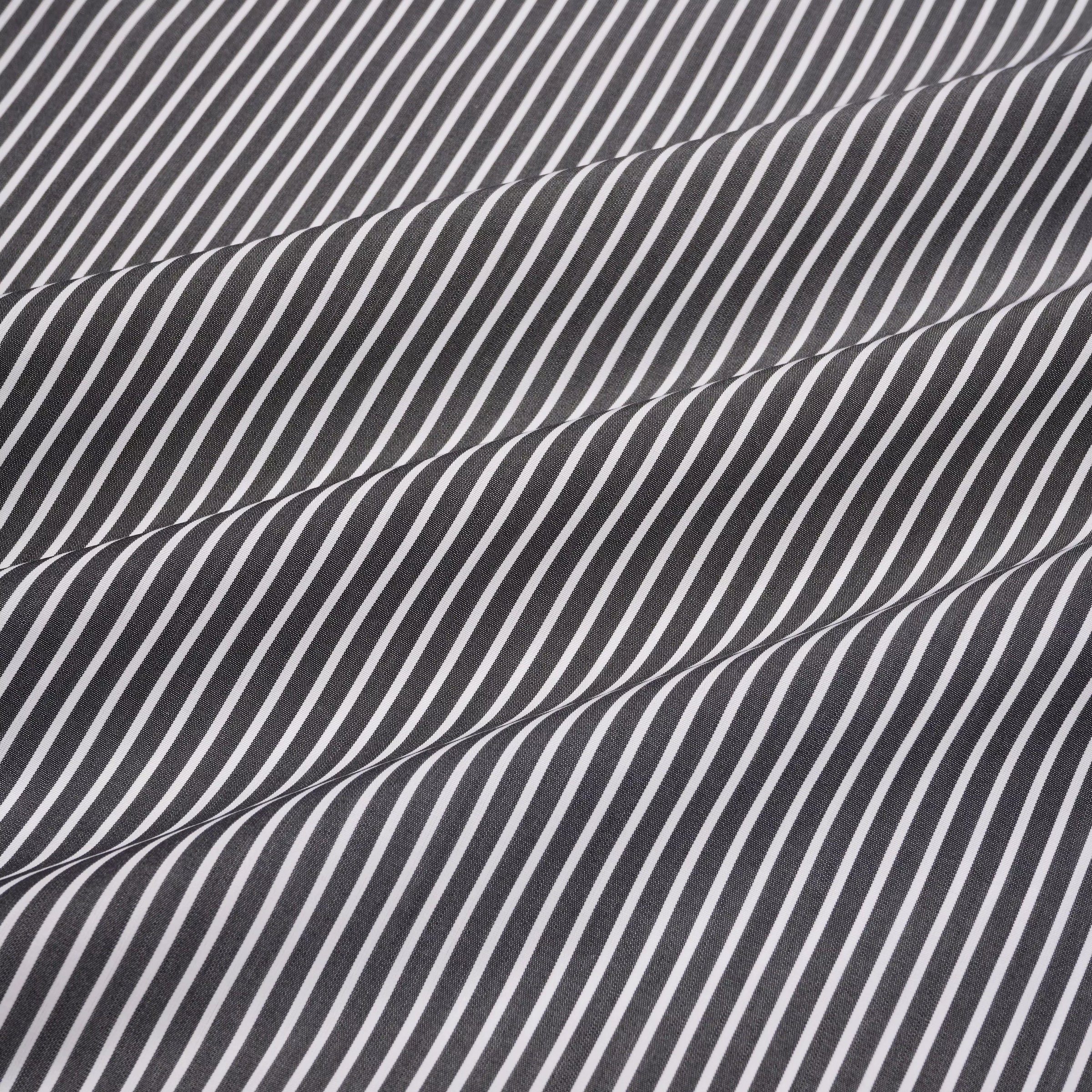Black & White Tailored Fit Smart Casual Striped Poplin Shirt